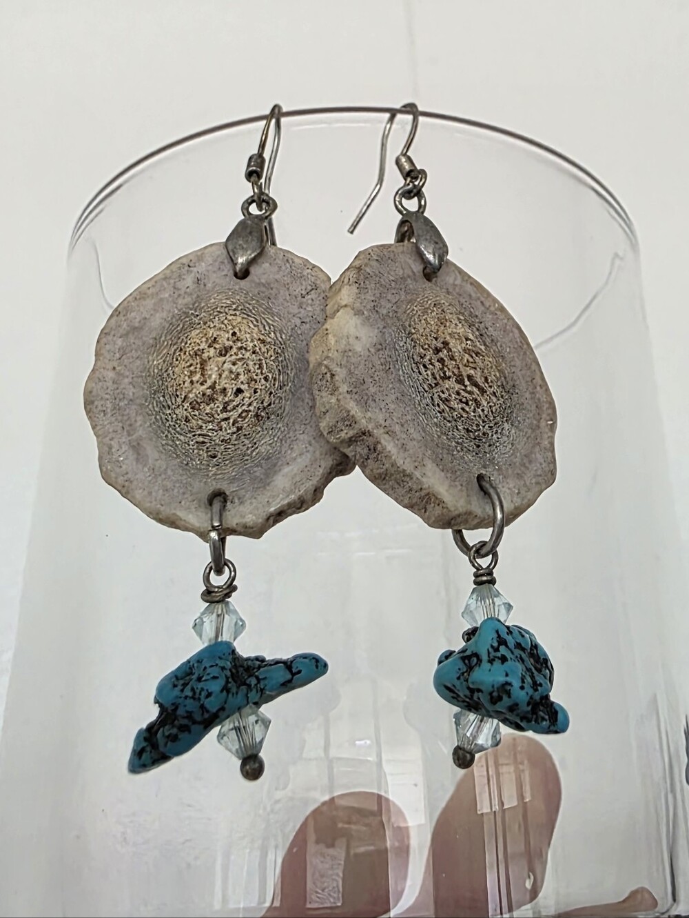 Handcrafted Elk Antler Earrings with Turquoise Beads